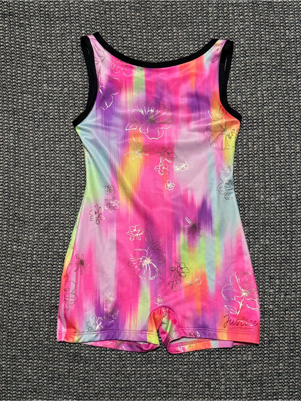 Justice Girls' Multicolor Paint-Stroke Print Gymnastics Biketard